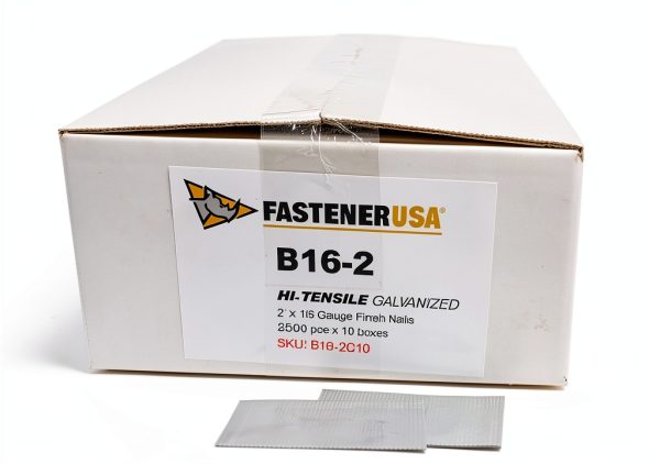 2" Finish Nails 16GA Galvanized - FastenerUSA 25,000 Count B16-2C10-0