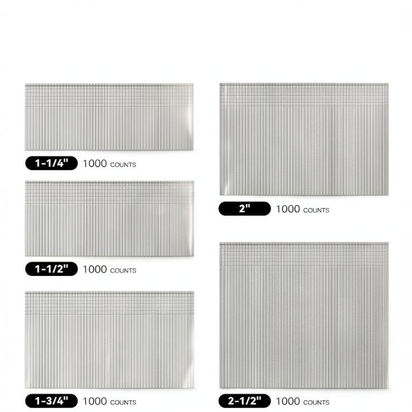 16 Gauge Finish Nails 5000 Count Total (1-1/4, 1-1/2, 1-3/4, 2, 2-1/2" 1000 Per Size) Galvanized Finish Processing Nails Suitable for Most Brand of 16 Gauge Pneumatic and Electric Brad Nailer-1